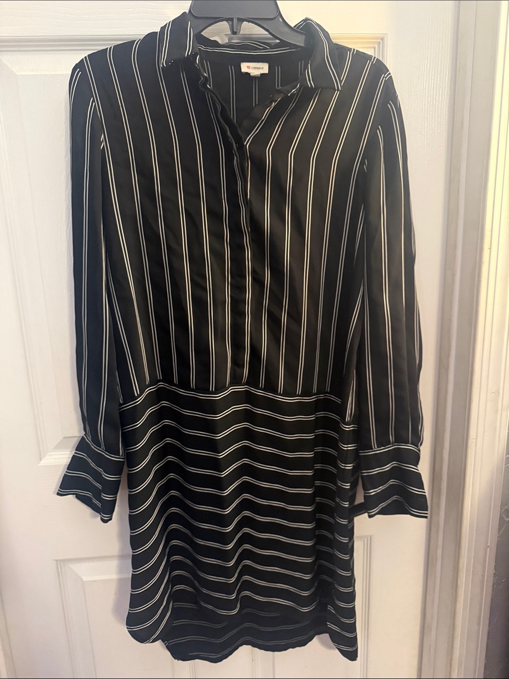 Black and White Striped Shirt Dress